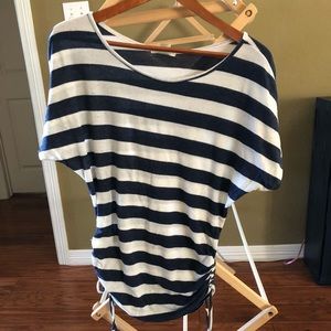 Timing navy and cream nautical short sleeve shirt